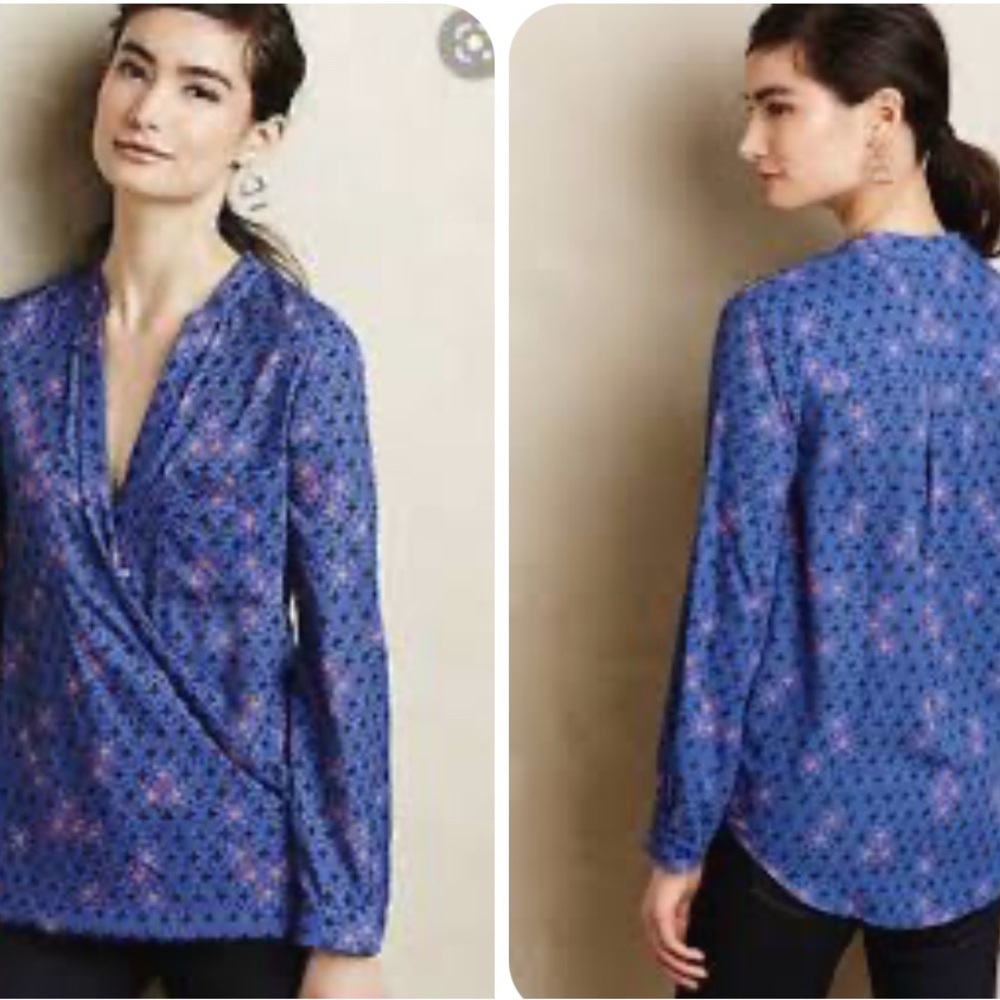 Anthropologie Maeve Eva Wrap Blouse Top sz Medium EUC